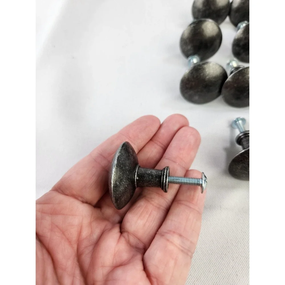 13 IKEA HEMNES ? Drawer Knobs Pull Handles with screws Large HEAVY Blk Silver
